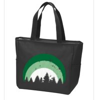 Forest Of Evergreen Tree Silhouette Distressed Trees Lover Zip Tote Bag