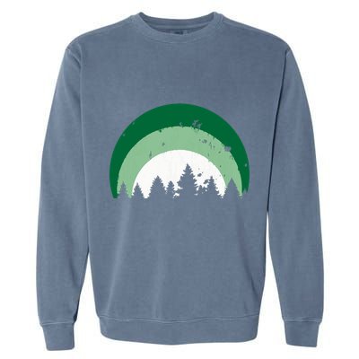 Forest Of Evergreen Tree Silhouette Distressed Trees Lover Garment-Dyed Sweatshirt