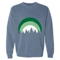 Forest Of Evergreen Tree Silhouette Distressed Trees Lover Garment-Dyed Sweatshirt