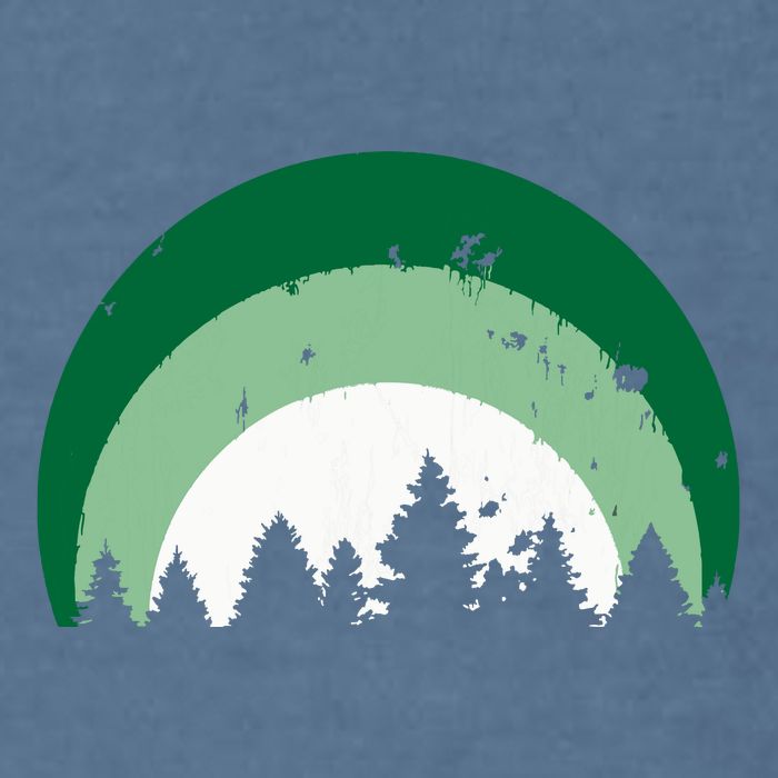 Forest Of Evergreen Tree Silhouette Distressed Trees Lover Garment-Dyed Sweatshirt