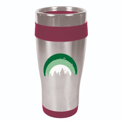 Forest Of Evergreen Tree Silhouette Distressed Trees Lover 16oz Travel Tumbler