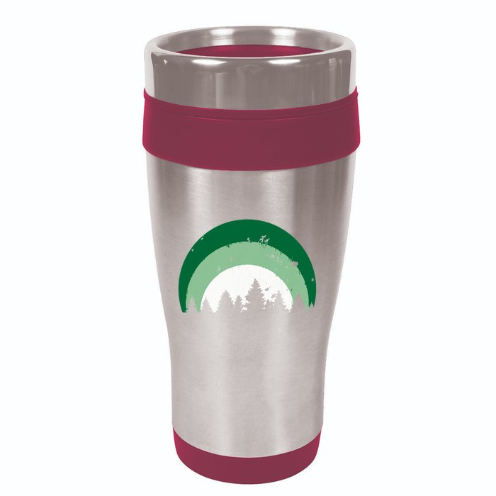 Forest Of Evergreen Tree Silhouette Distressed Trees Lover 16oz Travel Tumbler