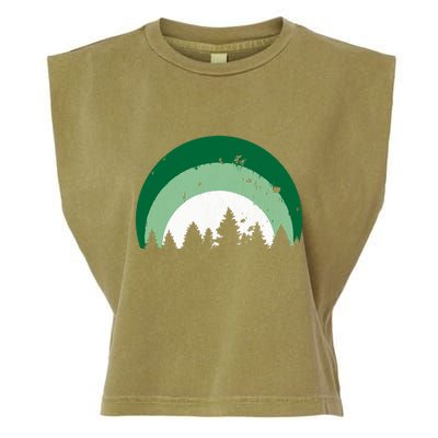 Forest Of Evergreen Tree Silhouette Distressed Trees Lover Garment-Dyed Women's Muscle Tee