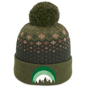 Forest Of Evergreen Tree Silhouette Distressed Trees Lover The Baniff Cuffed Pom Beanie