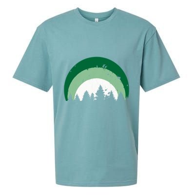 Forest Of Evergreen Tree Silhouette Distressed Trees Lover Sueded Cloud Jersey T-Shirt