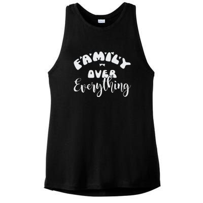 Family Over Everything Conservative Christian Anti Woke Ladies PosiCharge Tri-Blend Wicking Tank