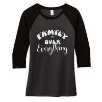 Family Over Everything Conservative Christian Anti Woke Women's Tri-Blend 3/4-Sleeve Raglan Shirt