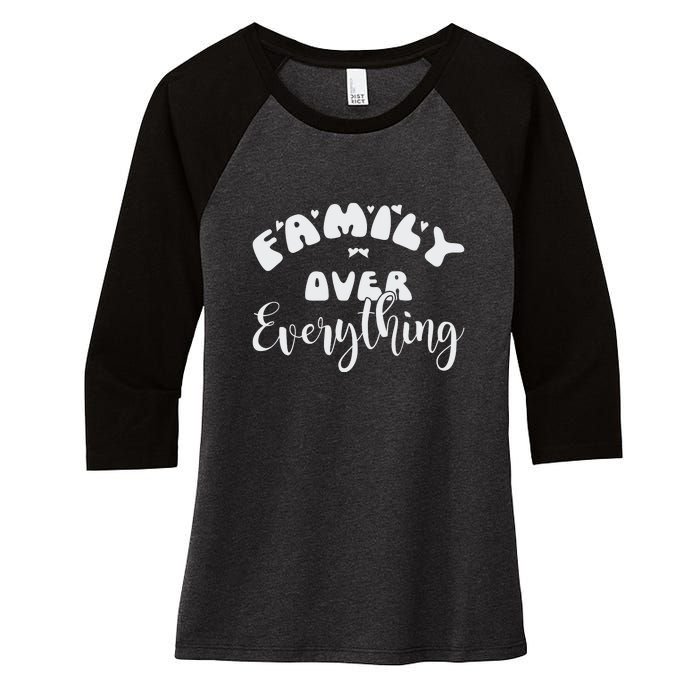 Family Over Everything Conservative Christian Anti Woke Women's Tri-Blend 3/4-Sleeve Raglan Shirt