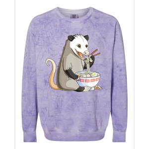 Funny Opossum Eating Ramen Colorblast Crewneck Sweatshirt