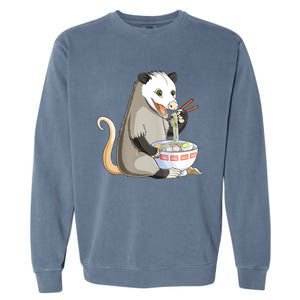 Funny Opossum Eating Ramen Garment-Dyed Sweatshirt