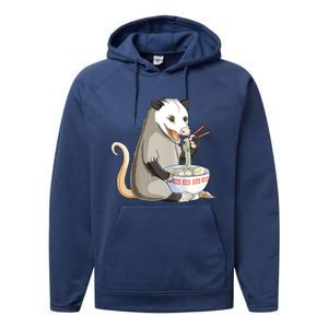 Funny Opossum Eating Ramen Performance Fleece Hoodie