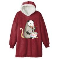 Funny Opossum Eating Ramen Hooded Wearable Blanket