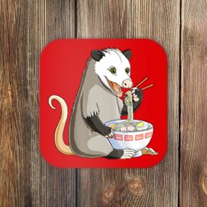 Funny Opossum Eating Ramen Coaster