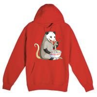 Funny Opossum Eating Ramen Premium Pullover Hoodie