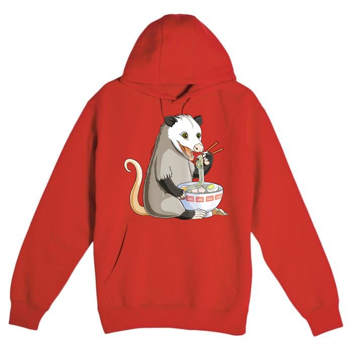 Funny Opossum Eating Ramen Premium Pullover Hoodie