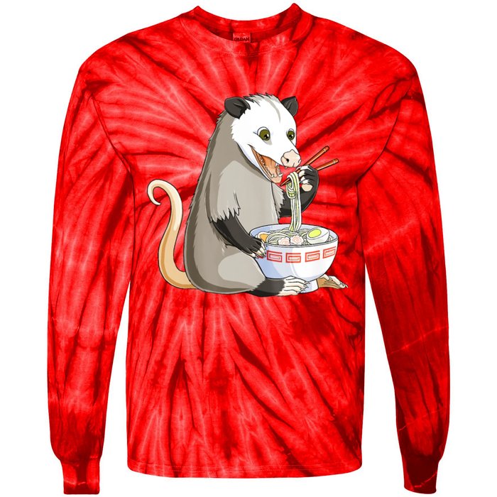 Funny Opossum Eating Ramen Tie-Dye Long Sleeve Shirt