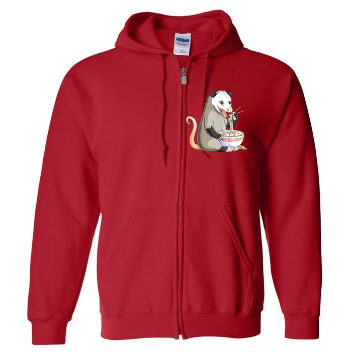 Funny Opossum Eating Ramen Full Zip Hoodie