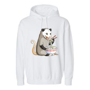 Funny Opossum Eating Ramen Garment-Dyed Fleece Hoodie