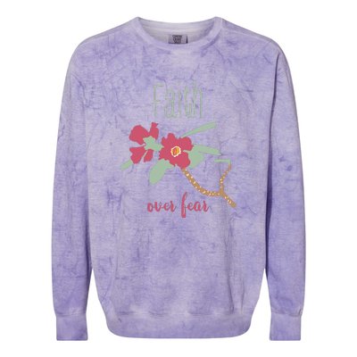 Faith Over Fear Christian Colorblast Crewneck Sweatshirt