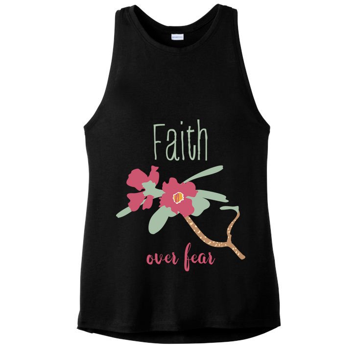 Faith Over Fear Christian Ladies PosiCharge Tri-Blend Wicking Tank