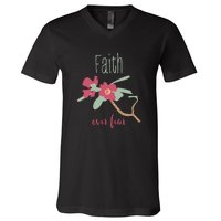 Faith Over Fear Christian V-Neck T-Shirt