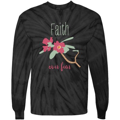 Faith Over Fear Christian Tie-Dye Long Sleeve Shirt