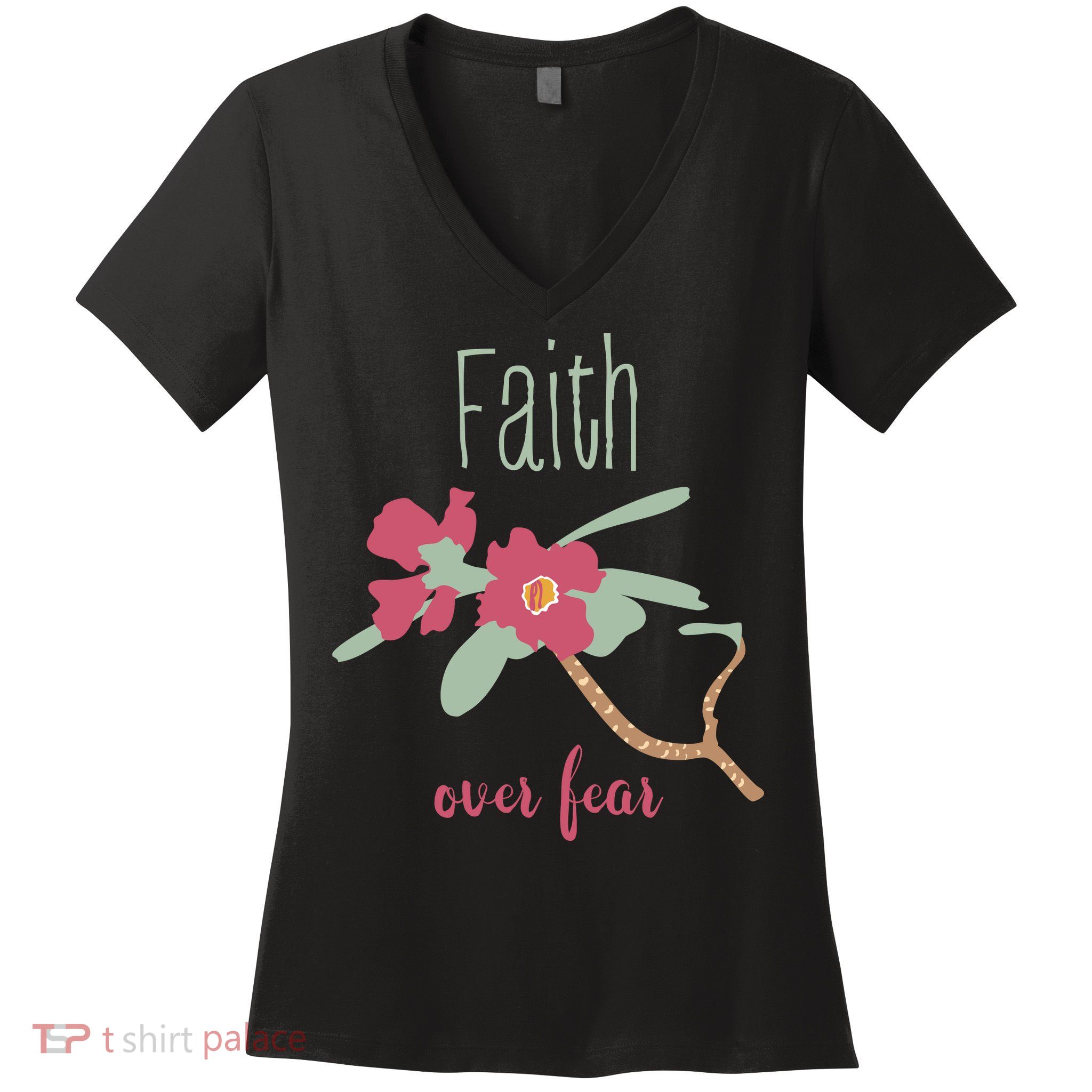 Faith Over Fear Christian Women's V-Neck T-Shirt