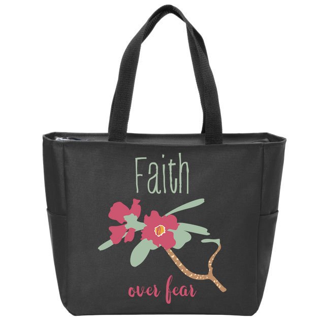 Faith Over Fear Christian Zip Tote Bag