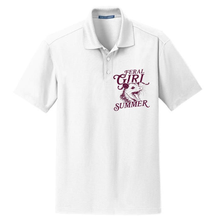 Funny Opossum Feral Girl Summer Dry Zone Grid Polo