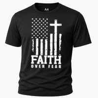 Faith Over Fear American Flag Cross Cooling Performance Crew T-Shirt