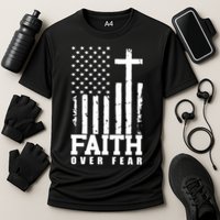 Faith Over Fear American Flag Cross Cooling Performance Crew T-Shirt