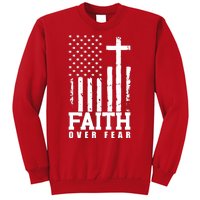 Faith Over Fear American Flag Cross Sweatshirt