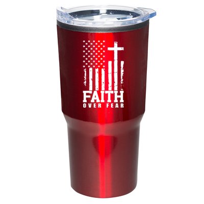 Faith Over Fear American Flag Cross Tumbler