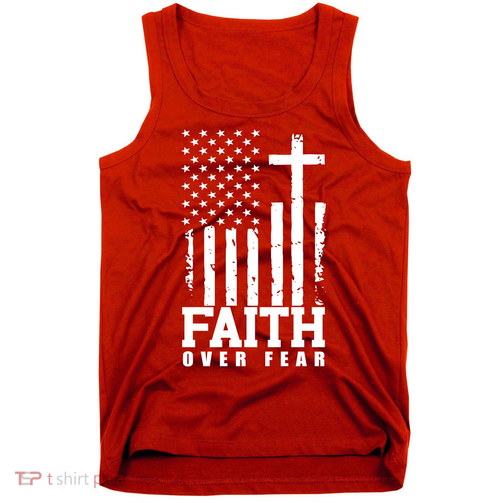 Faith Over Fear American Flag Cross Tank Top