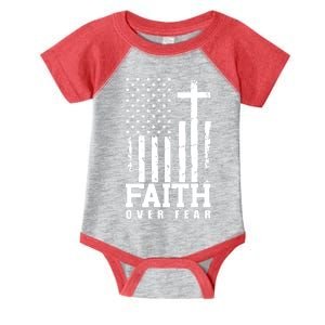 Faith Over Fear American Flag Cross Infant Baby Jersey Bodysuit