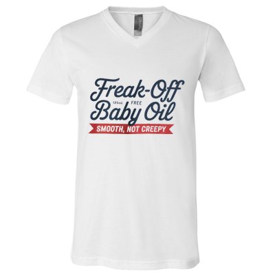 Freak Off Free Baby Oil Funny Halloween V-Neck T-Shirt