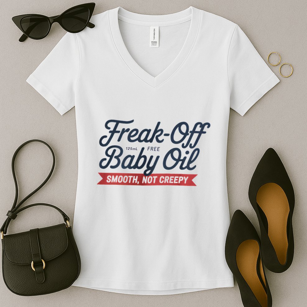 Freak Off Free Baby Oil Funny Halloween Women's V-Neck T-Shirt
