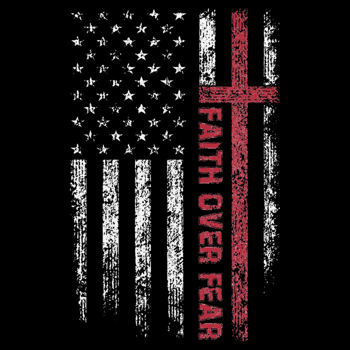 Faith Over Fear Cool Christian Cross American USA Flag Cooling Performance Crew T-Shirt