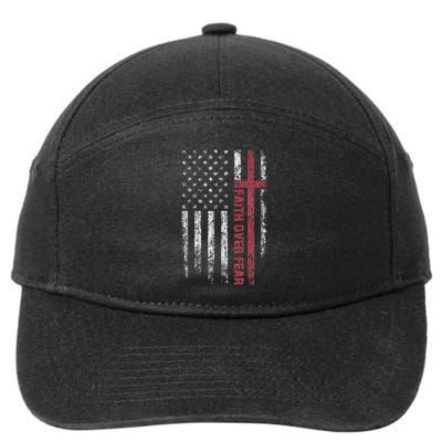 Faith Over Fear Cool Christian Cross American USA Flag 7-Panel Snapback Hat