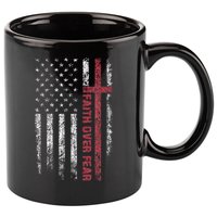 Faith Over Fear Cool Christian Cross American USA Flag 11oz C Handle Ceramic Mug