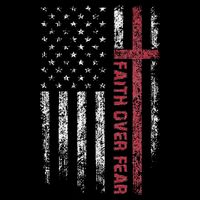 Faith Over Fear Cool Christian Cross American USA Flag Drawstring Bag