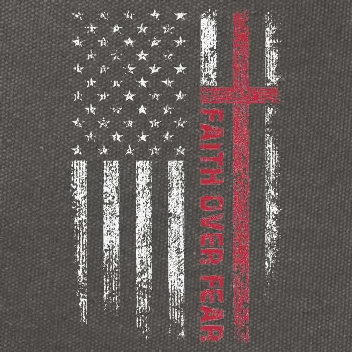 Faith Over Fear Cool Christian Cross American USA Flag Cotton Canvas Backpack