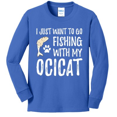 Fishing Ocicat For Boating Cat Mom Or Cat Dad Gift Kids Long Sleeve Shirt