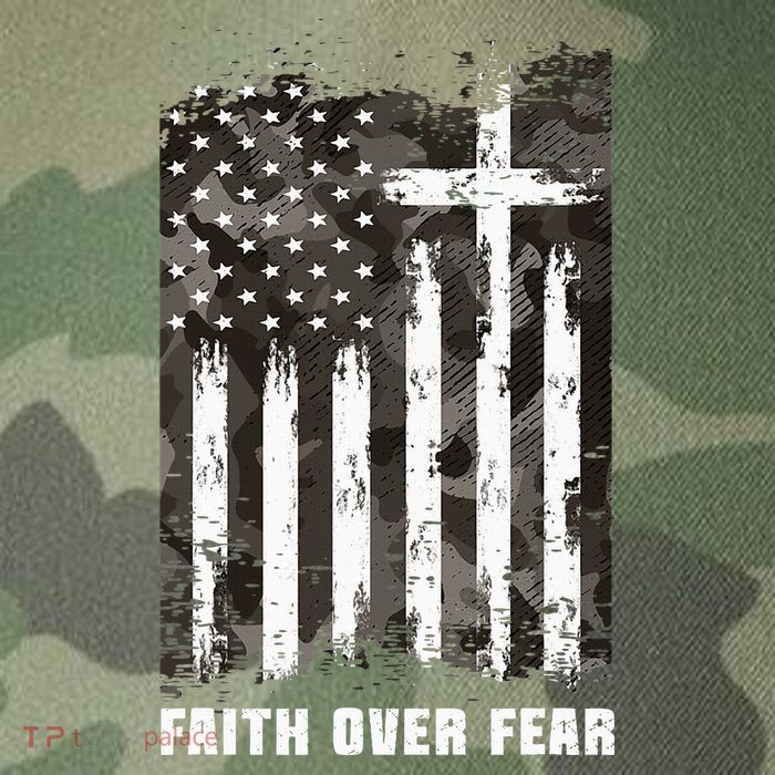 Faith Over Fear Christian Cross Camouflage American Flag Legacy Tie Dye Trucker Hat