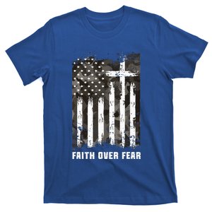 Faith Over Fear Christian Cross Camouflage American Flag T-Shirt