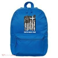 Faith Over Fear Christian Cross Camouflage American Flag 16 in Basic Backpack