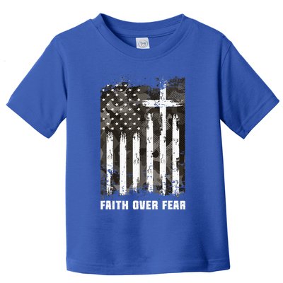 Faith Over Fear Christian Cross Camouflage American Flag Toddler T-Shirt