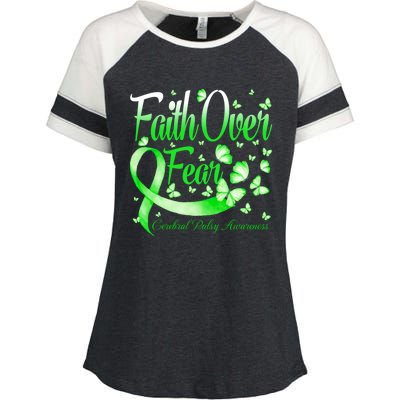 Faith Over Fear Cerebral Palsy Awareness Butterfly Gift Enza Ladies Jersey Colorblock Tee