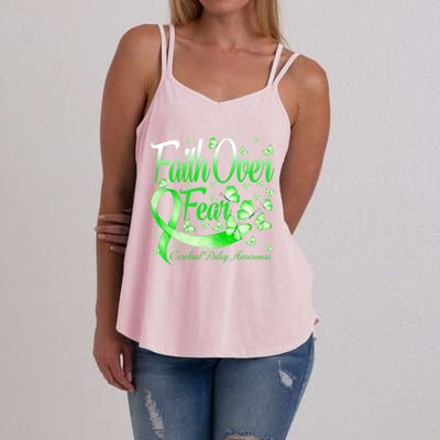 Faith Over Fear Cerebral Palsy Awareness Butterfly Gift Women's Strappy Tank