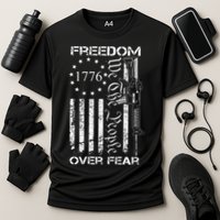 Freedom Over Fear Pro Gun USA Flag 2nd Amendment Cooling Performance Crew T-Shirt